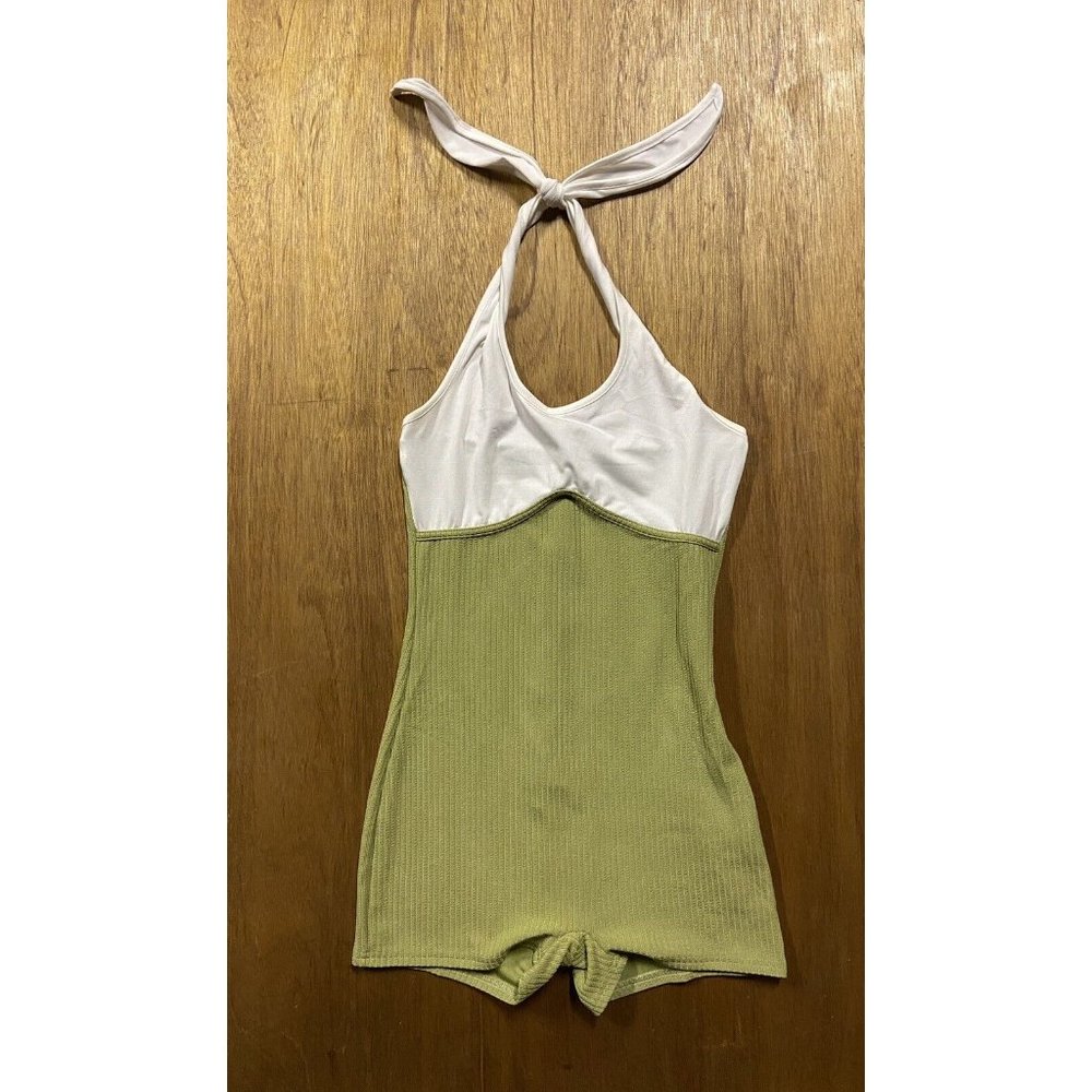 Shein Green White Halter Romper Suit Women's Small